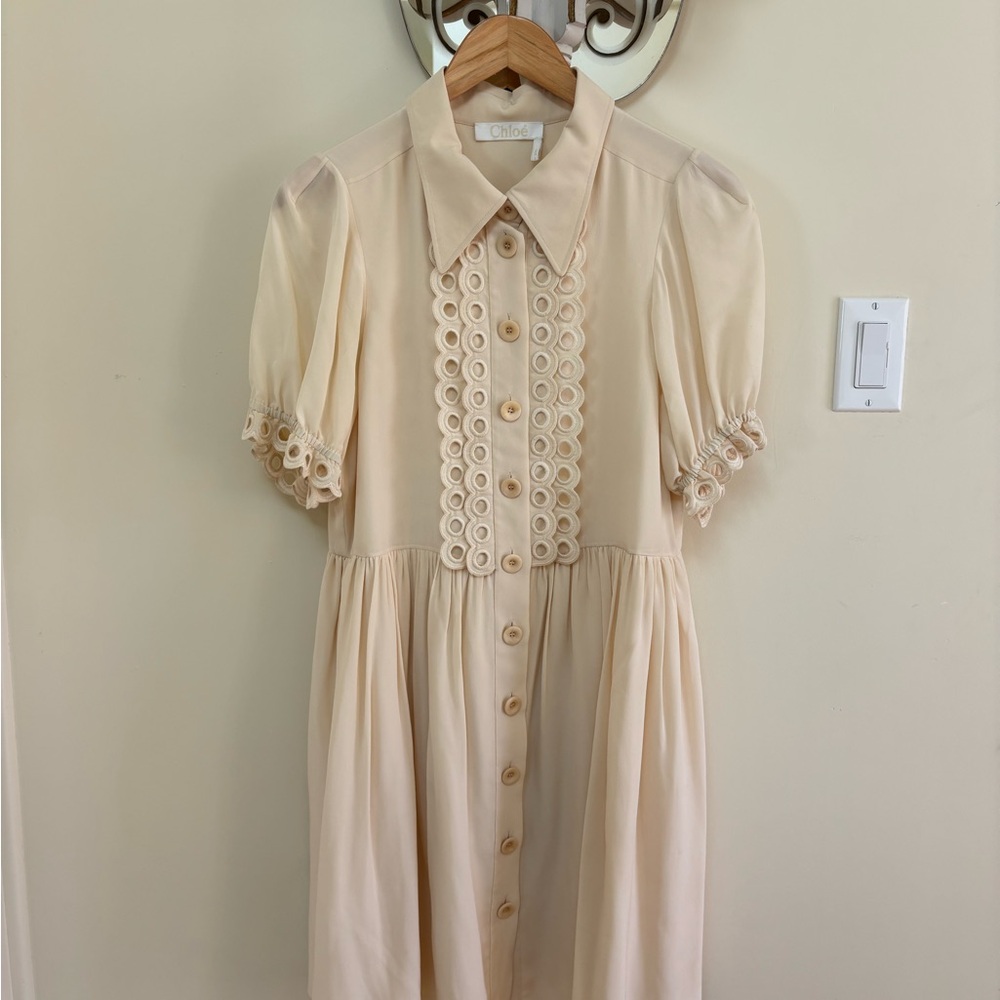Chloe Cream Midi Dress with Button Accents